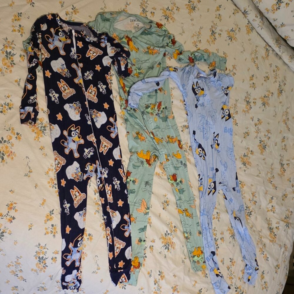3 Toddler Pajamas - Worn Once - Bluey & Lion King Size 4T & 5T